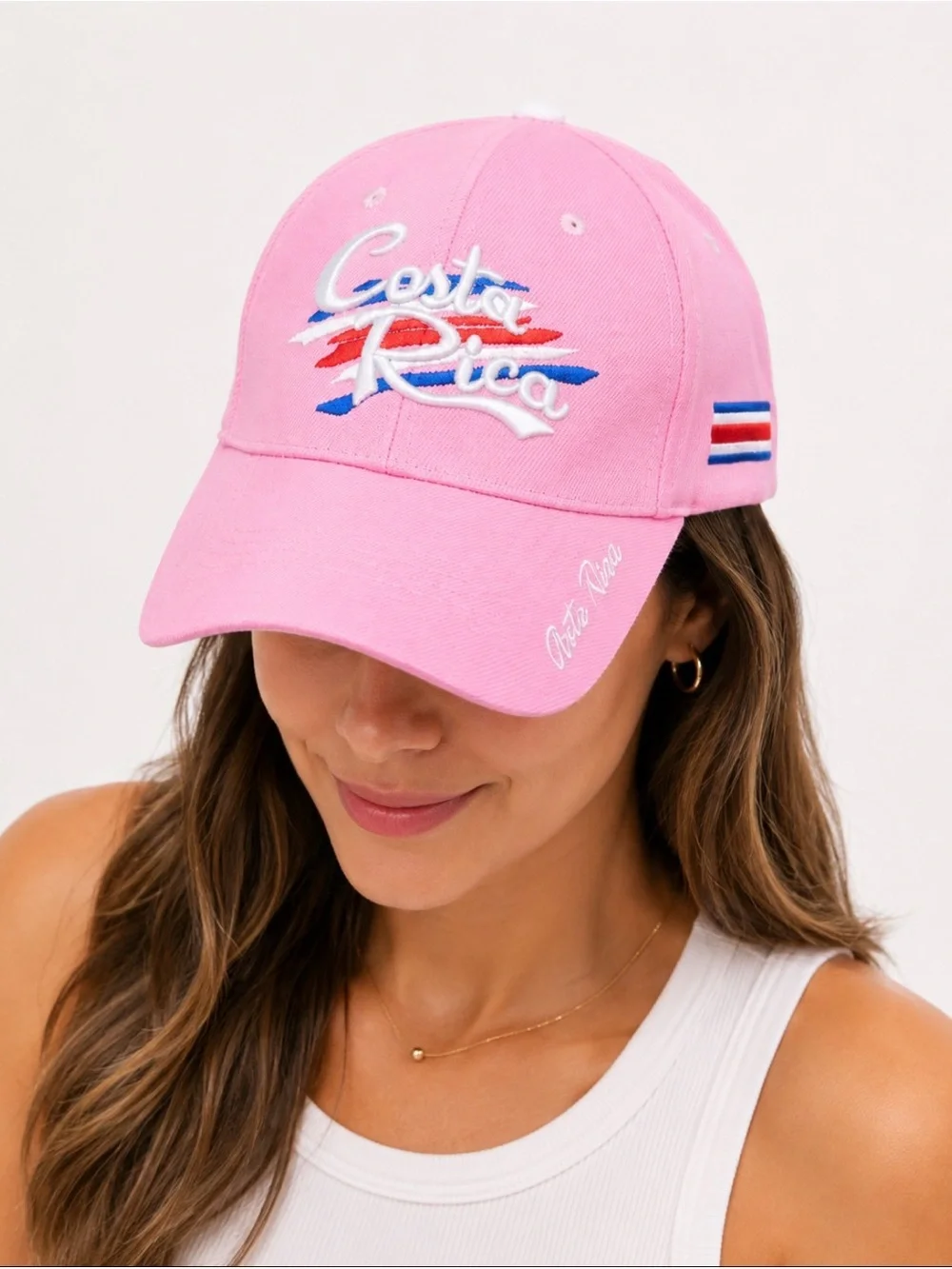 NWT Costa Rica Pink Baseball Cap |‎ Embroidered Pura Vida Souvenir Hat OS